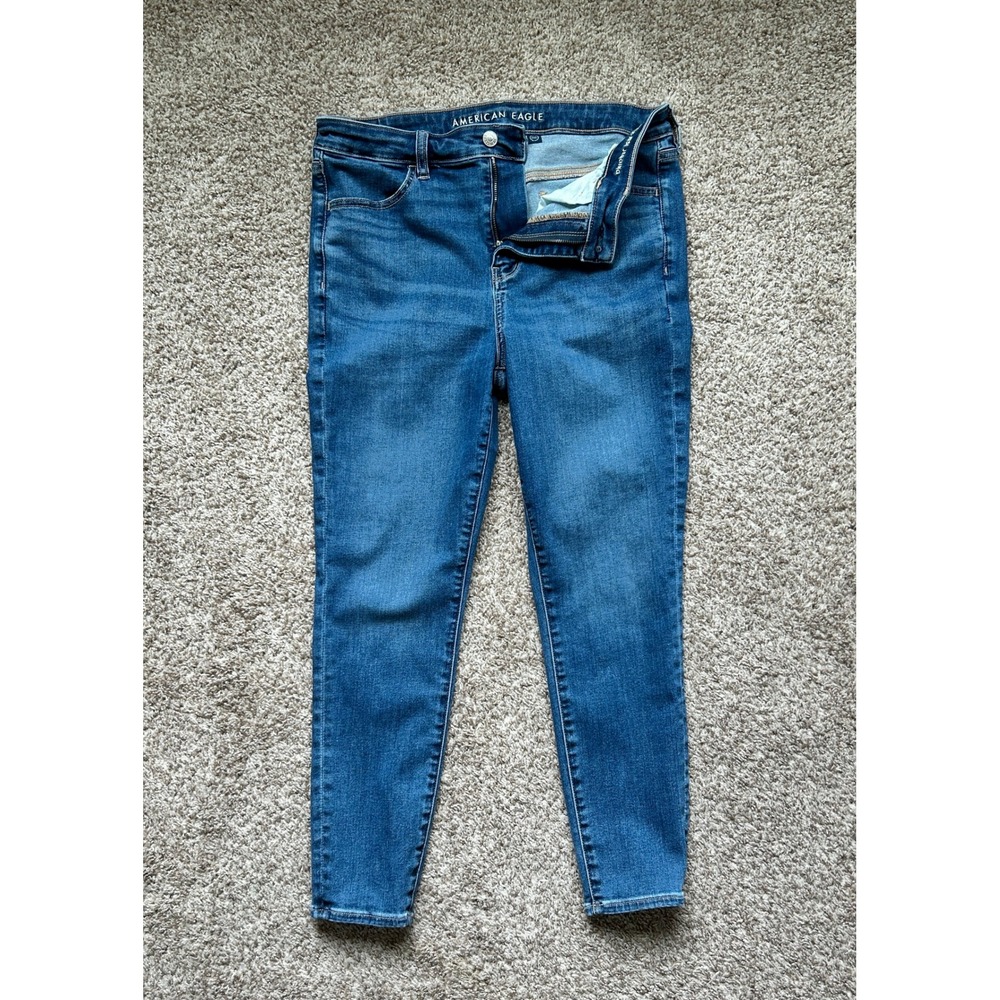 American Eagle High Rise Jegging Jeans Womens I 14 Short I Medium Wash Stretch - Picture 2 of 9